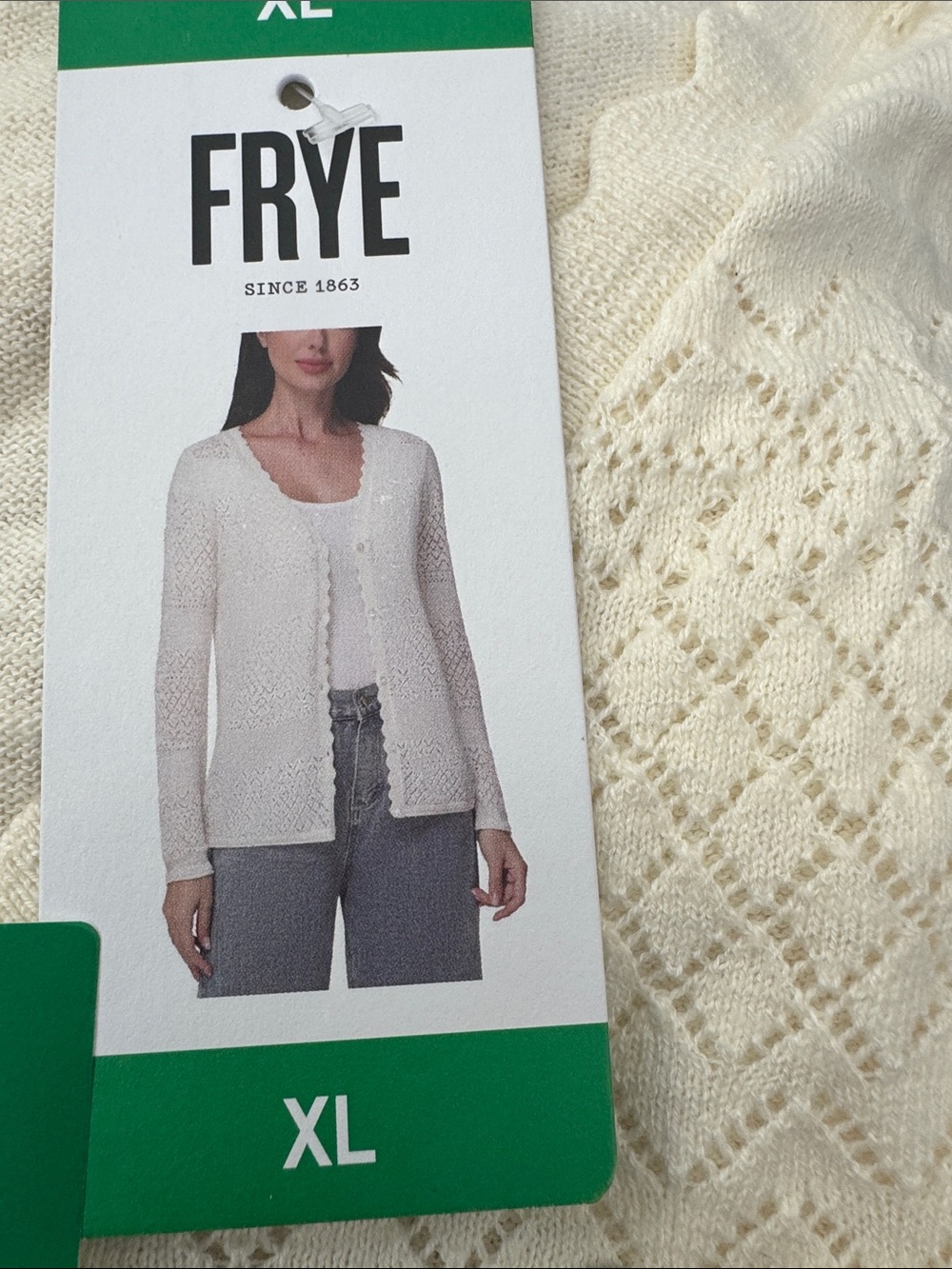 FRYE Women’s Cream Openwork Knit Cardigan